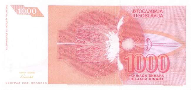 Jugoslawien p114 1000 Dinara 1992